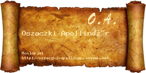 Oszaczki Apollinár névjegykártya